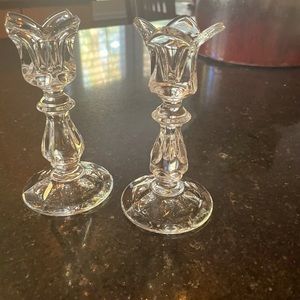 Gorham  vintage cut glass crystal tulip candle holders.